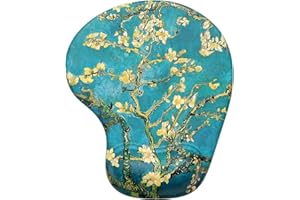 Hsurbtra Tapis de Souris, Ergonomique Tapis de Souris Gamer avec Repose Poignet en Gel, Portable, Parfait pour Ordinateur, Bureau, Travail, Fleur