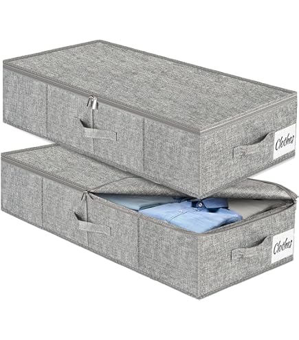Yawinhe 1 Stuks Ladenkast voor Onder Bed, Opbergbox voor Onder Bed Non-Woven, Opvouwbare Opbergzak, met Doorzichtige Deksel en Handgrepen, voor Slaapkamer, 60x30x15cm, Beige