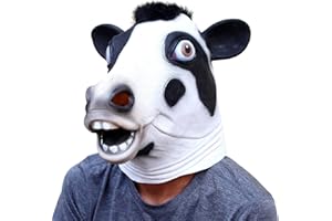 CreepyParty Deluxe Novelty Halloween Costume Party Latex Animal Head Mask Cow