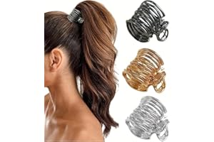 Ypkia 3 pinzas para el pelo pequeñas para coletas altas, de metal, tamaño mediano, para mujeres y niñas