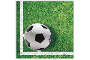 Procos 86869 - Servietten Fußball, 20 Stück, Größe 33 x 33 cm, Mundtuch, Kindergeburtstag, Partygeschirr, Tischdekoration