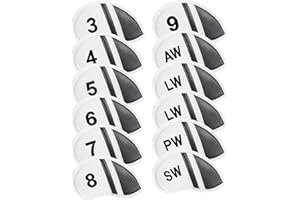 AXKAL Golf Iron Head Covers Numbers Synthetic Leather Headcover Deluxe Value 12 Pcs Set, Golf Iron Headcovers Protector for Club Mens Protable Fit All Brands