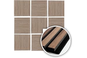 Kaiser plastic® Lot de 4 panneaux acoustiques - Couleur : chêne et noyer - Panneaux muraux au format 60 x 60 cm - Mur à lamelles en feutre et feutre - Revêtement mural moderne (noyer - Lot de 4)