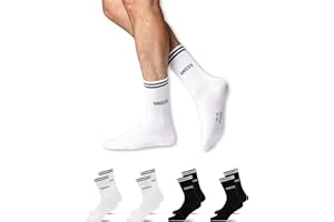 Snocks Retro Socken aus Bio Baumwolle 4 Paar - Lifestyle Socken im Streifen Design - Lange Tennissocken für Damen & Herren - Hohe Sportsocken - Gr. 35-50