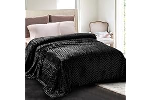 Whale Flotilla Kuscheldecke/Tagesdecke/Wohndecke mit Chevron Muster - Superweiche und Kuschelige Flanell-Decke, 220x240 cm Schwarz