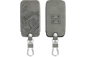 kwmobile Autoschlüssel Hülle kompatibel mit Renault 4-Tasten Smartkey Autoschlüssel (nur Keyless Go) - Kunstleder Schutzhülle Schlüsselhülle Cover Wellen Grau