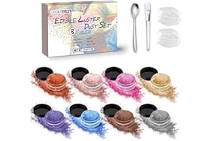 ‎COLAYERIST COLAYERIST Essbarer Glitzer für Getränke 8 Farben, Glitzerpulver für Getränke, Glitzer Essbar, Edible Glitter for Drinks, Lebensmittelfarbe Pulver für Getränke, Cocktail, Torte, Fondant, 3g/Flasche