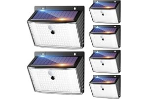 nipify Faretti Solari a Led da Esterno, 6 Pezzi Luce Solare Led Esterno con Sensore di Movimento 3 Modalità Lampada Solare da Esterno IP65 Impermeabile per Giardino Garage Patio Parete
