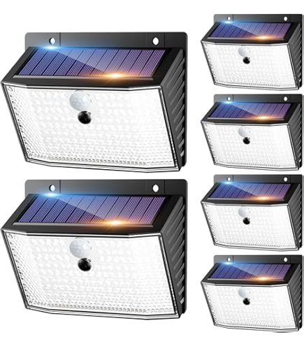 Solarlampen voor Buiten met Bewegingsmelder: 296 LED Buitenlamp op Zonne- energie 3500LM 7000K 3 Verlichtingsmodi IP65 Waterdicht Draaibare Wandlamp voor Tuin Kelder Balkon met 5M Kabel 1PCS