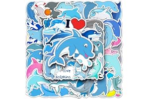 AUCEKO 50 Stück Tiere Delfine Aufkleber Pack Animal Dolphin Sticker Set Wasserdichte Vinyl Sticker für Laptop Kinder Autos Motorrad Fahrrad Skateboard Gepäck Koffer Computer Aufkleber Graffiti Decal