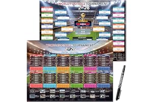AhfuLife 2Pcs World Football Wall Chart for Party Decorations 2026 - A1 Sizes World WallChart Poster - Includes 48 Teams Grou