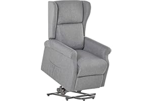 ‎HOMCOM HOMCOM Fernsehsessel mit Aufstehhilfe Elektrisch Relaxsessel mit Liegefunktion, TV-Sessel mit Fernbedienung Seitentasche Leinenoptik Grau