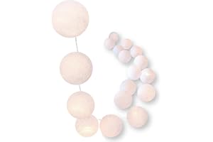 CREATIVECOTTON Łańcuch świetlny LED z kulkami bawełnianymi z timerem i ściemniaczem (biały, 35 kul)