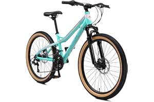 BIKESTAR Bicicleta de montaña de Aluminio Bicicleta Juvenil 24 Pulgadas de 10 a 13 años | Cambio Shimano de 21 velocidades, Freno de Disco, Horquilla de suspensión | niños Bicicleta