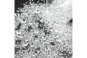 LEEWYOU Diamantes Decorativos, 4000 Piezas Diamantes de Cristal de Transparente, Gemas de Cristal Redondas para Mesa Relleno de Jarrones Boda 3MM/6MM/10MM (Transparente)