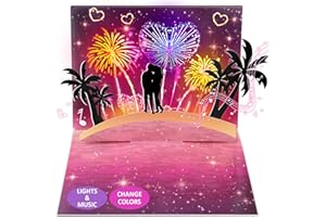 FITMITE Valentines Day Card, LIGHT & MUSIC & FIREWORKS Romantic Valentines Gift for Her Him Couple, Pop up Happy Valentine's Card