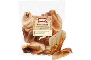 DIBO Orecchie di manzo, 10 sacchetti, piccoli snack o dolcetti per cani, prodotti da masticare di qualità senza prodotti chimici