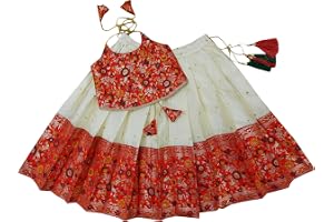 FELIZ THE DESIGNER STUDIO Baby Girl's Traditional Readymade South Indian Pattu Pavadai Lehenga Choli For Kid's