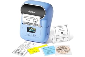 Goknu M110 Label Maker, Bluetooth Thermal Label Printer Machine, Wireless Barcode Printer, Label Machine, Compatible with Ios&Andorid, for Clothing, Jewellery, Retail, Home, with 1 Roll 40x30mm Label