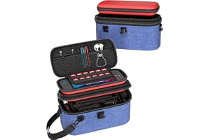 ProCase 2-in-1 Carrying Case for Nintendo Switch 2 2025, Portable Hard Travel Bag with Detachable Layers, All in One Storage Box for Switch 2 Dock Console Controller Adapter and Accessories -Red&Blue