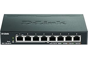 D-Link DGS-1100-08PV2/E Smart Switch Gestito PoE, 8 Porte Gigabit PoE a 64W, 802.3af/at, Supporto VLAN, Funzionalità layer 2, QoS, 802.3az EEE, Senza Ventole - Cavi di alimentazione UE, Nero