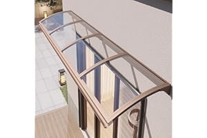 Zlovne Marquise de Porte d’Entrée en Polycarbonate Transparent,Auvent de Porte d'Entrée Résistante Toit Abri Contre la Pluie et UV,Auvent Fenêtre Auvent Arqué,avec Accessoires (55x180cm/22 x71)