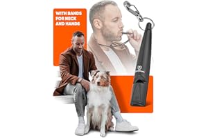 Qomfy Home® Silbato de perro con pulsera y collar (antracita oscuro) – Ideal para la devolución de llamada – Accesorios de entrenamiento para perros – Ayuda educativa para perros – Perro Whistle