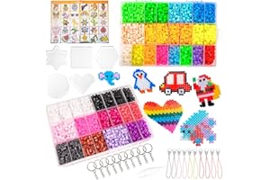 CIMOYBAI 8200szt Zestaw koralików do prasowania, 2 pudełka koralików 5 mm z płytkami do prasowania i akcesoriami, 26 kolorów świecących w ciemności, koraliki do majsterkowania
