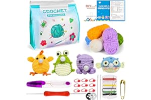 Yizemay Kit de crochet pour débutants, kit complet de crochet avec 4 modèles de crochet d'animaux différents, kit de crochet DIY avec sac à crochet et instructions (français non garanti), crochet pour
