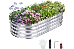 G GOOD GAIN Cama de jardín elevada galvanizada, macetas de jardín al aire libre, camas elevadas para jardinería, kit de cama de jardín de metal de 4 x 2 x 1 pies para verduras, flores, hierbas