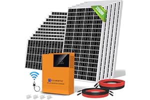 ECO-WORTHY 2500W 48V Kit Pannello Solare Sistema Off-Grid per Casa, Cabina, Capannone: 15 Pannelli Solari da 170 W + Inverter Solare 5000 W 48 V tutto in uno