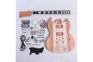 Coban Guitars SG515 Mahogany Neck and Body, Spalted Maple Veneer Top BOLT ON NECK Electric Guitar DIY Kit.