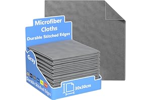 REXO Microfibre Cleaning Cloth - Pack of 25, Premium Reusable, Multi-Surface, Lint Free Cleaning Cloths - Ultra Absorbent, Soft, Durable for Kitchen, Car & More (Gray, 30x30 cm)