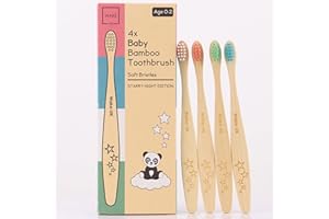 Wake-UK Organic Baby Bamboo Toothbrush for Children Age 0-2 | Soft Bristles, BPA Free | Hygienically Sealed | Eco Friendly & Biodegradable,Thoughtfully Crafted Designed for Baby