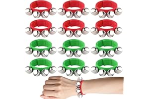 12 Pcs Wrist Bells Bracelets, PLULON Percussion Instruments Christmas Band Ankle Jingle Bells Musical Rhythm Toys Christmas Party Decoration Favors