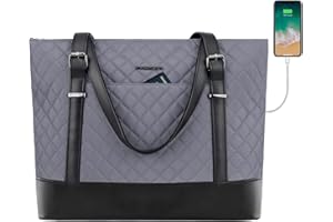 KROSER Torba na laptopa 15,6 cala duża torba na ramię lekka z portem ładowania USB wodoodporna nylonowa torba na ramię na komputer damska