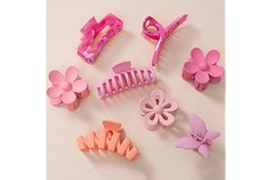 HBselect 8 Pcs Hair Clips, Non Slip Flower Claw Clips Strong Hold Hair Claw Large Hair Accessories with Multi-Styles for Thick Hair Hair Claw Clips for Women and Girls Straight, Curly & Wavy Hair
