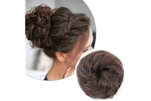 SILK-CO 45G Postiche Chignon Postiche Queue de Cheval Chouchou Chignon Epaisseur Epais Cheveux Synthétique Effet Naturel, Brun foncé Mix Light Auburn