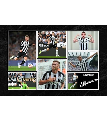 HWC Trading Foto A4 Con Autografo Stampato Di Harvey Barnes - Poster Senza Cornice, Regalo Per Appassionati Di Calcio, 297x210mm