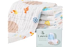 Looxii Muślin dla niemowląt Bawełniany ręcznik 6 sztuk 27x48 cm Gaza dla niemowląt Ręcznik do twarzy dla dzieci 6 warstw Muślinu absorpcja wody do kąpieli i chusteczek do kąpieli dla dziewczynek