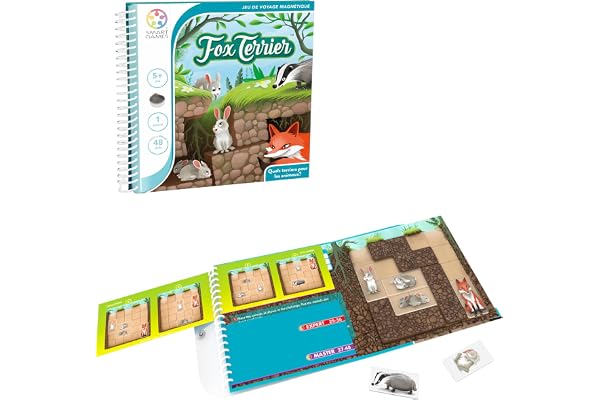 SmartGames | Fox Terrier | Jeu de Réflexion Enfant 5+ | 48 Défis | 1 Joueur | Creusez des Tunnels pour Aider Les Animaux à Trouver Leur Terrier | Développe Logique | Jeu Magnétique | Idée Cadeau