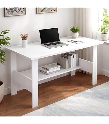 Ikea BESTA BURS ベストー ブルシュ デスク, ホワイト Ikea BESTÃ BURS Particle Board Wood Melamine Desk |High-Gloss