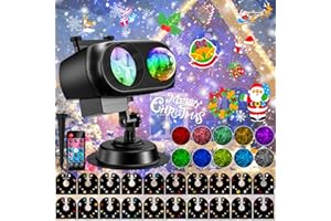 YAZEKY Projecteur Noel Exterieur, 8 Motifs 20 Diapositives et 10 Couleurs Océan Projecteur de Noël LED Extérieur Intérieur, Lumière Projection Flocon de Neige pour Décoration Noel, Fête, Halloween