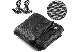 SMARTELF Shade Netting 70%-75% Sunblock Shade Cloth - Black Bulk UV Resistant Fabric Mesh Tarp for Greenhouse Plant Shade Net Taped Edge with Grommets Included 16pcs 6" BALL BUNGEE ((6.5 ft x 20 ft / 2 * 6 M)