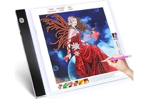 GUISEAPUE A4 Light Box for 5D Diamond Art, Adjustable Brightness Light Pad for Painting, Drawing, Weeding Vinyl, Sketching, Light Board Copy Light Table, Accessories Gifts for Adults Her, Kids, Him