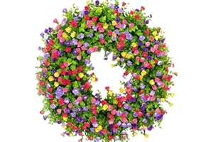 ERWOULLT Spring Summer Wreath, Durable and Stable Beautiful Artificial Wreath, Natural Farmhouse Wreaths for Front Door Indoor Outdoor Home Wall Window Room