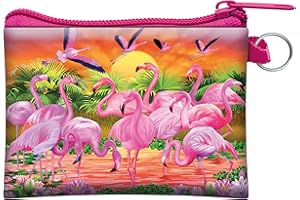 Deluxebase 3D LiveLife Portamonete - Gergo di Fenicotteri Portafoglio lenticolare 3D Uccelli. Porta contanti, monete, e carte con zip sicura decorato dalla grafica del noto artista Michael Searle