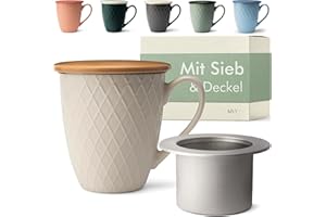 KIVY Große Teetasse mit Deckel und Sieb - 650ml - XXL Tasse Groß - Teetasse mit Sieb - Teetasse Groß - Jumbotasse - Tasse mit Deckel - Teebecher - Teetassen - Große Tasse XXL - Tee Tassen Gross