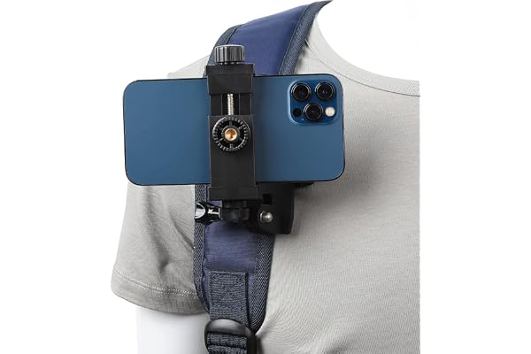 Action Pro 360° Backpack Clip Mount with Smartphone Holder Accessories Compatible with GoPro Hero 13 12 11 10 9 8 7 6 5 Black Action Camera and Smartphones Like iPhone Samsung