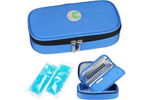 YOUSHARES Insuline Trousse Pochette Isotherme Sac pour Diabétique Et Stylos a Insuline avec 2 Poches de Gel Chaud/Froid, Bleu